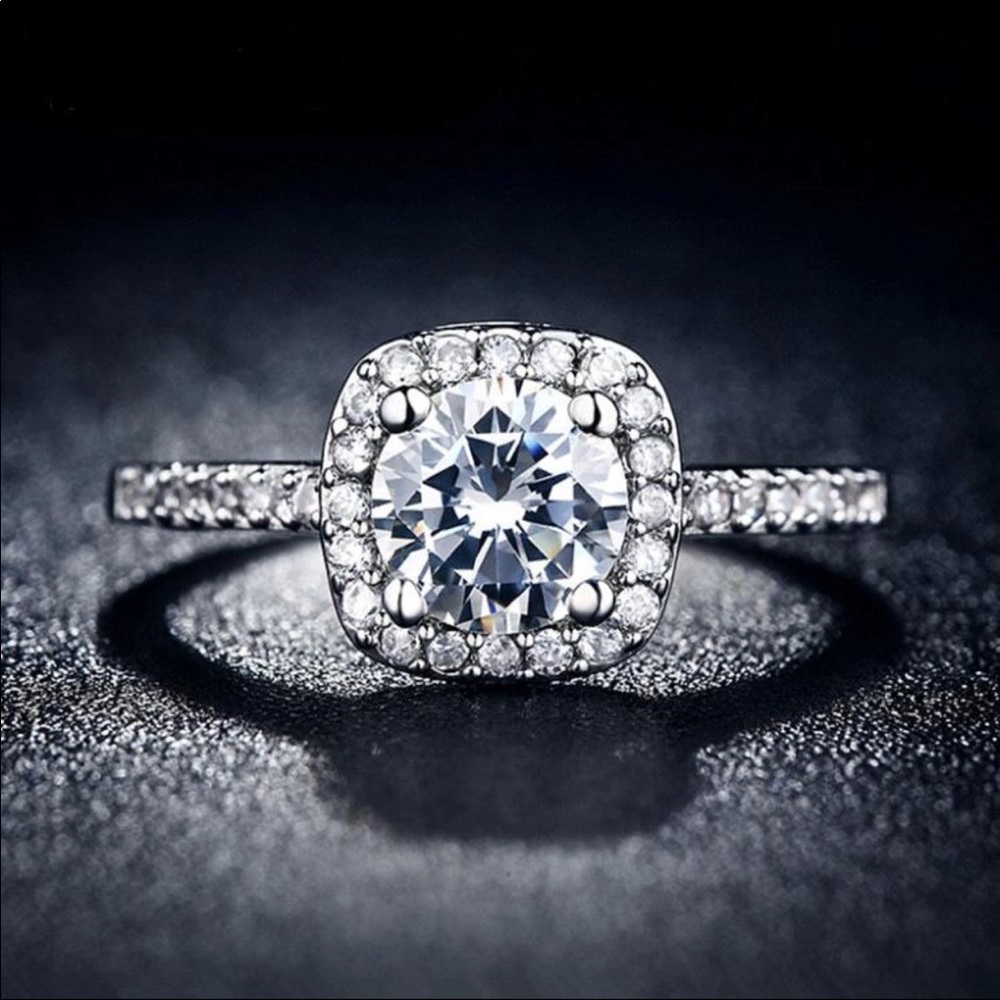 Engagement CZ Crystals Sterling Silver Ring